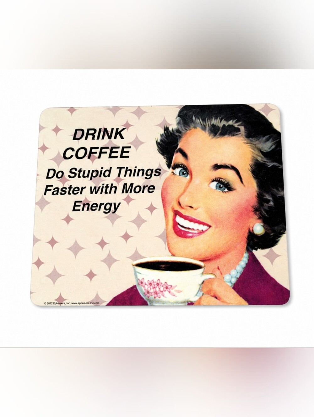 Vintage Ephemera Coffee Humor Mouse Pad Retro Pin-Up Woman 9" x 8"
